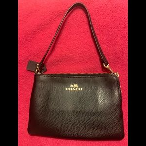 COACH black leather wristlet purse.  NWOT